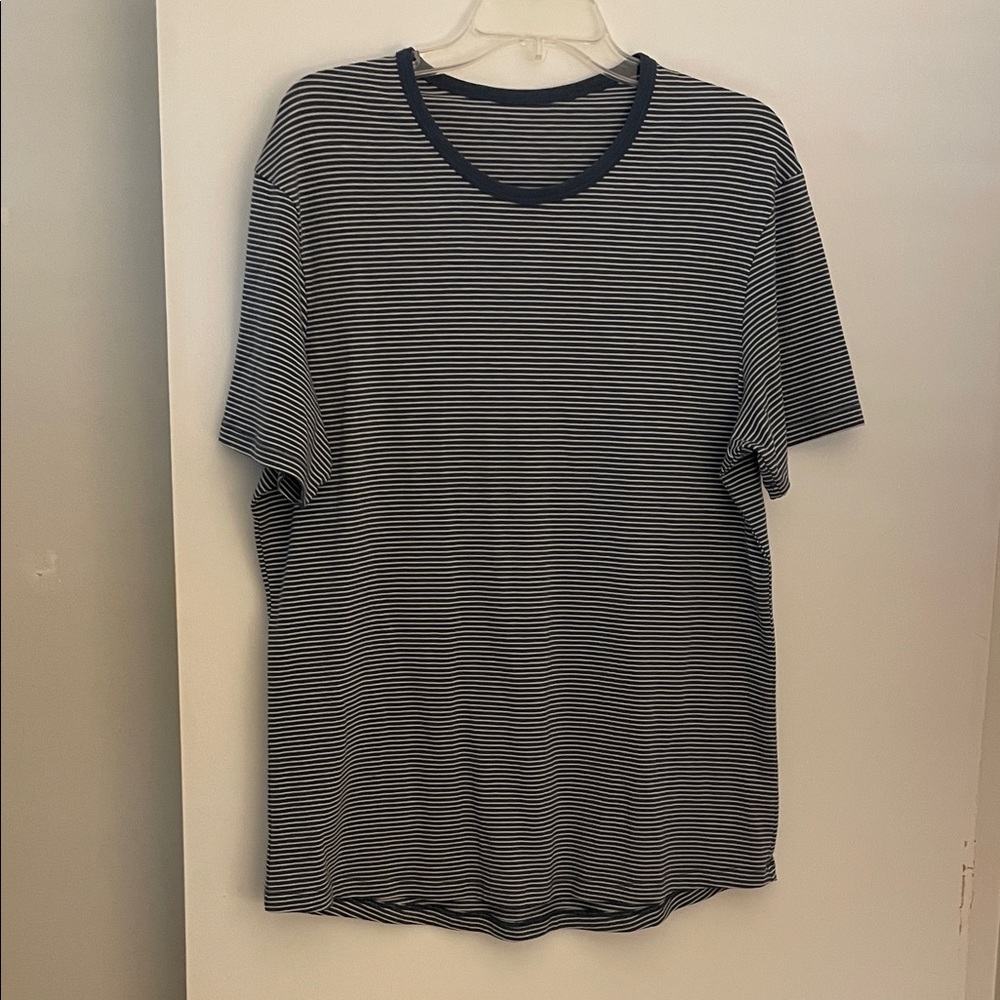 Lulu Lemon Men's Striped Navy T-Shirt